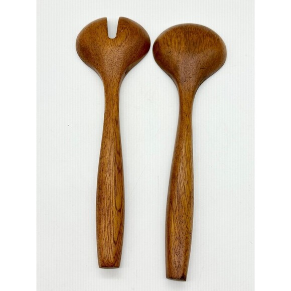 Set of Acacia Heavy Duty Salad Pasta Servers Wooden - Picture 3 of 5